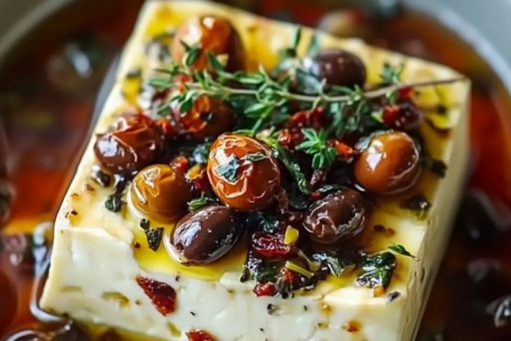 Baked Feta With Olives And Sun Dried Tomatoes Recipestasteful