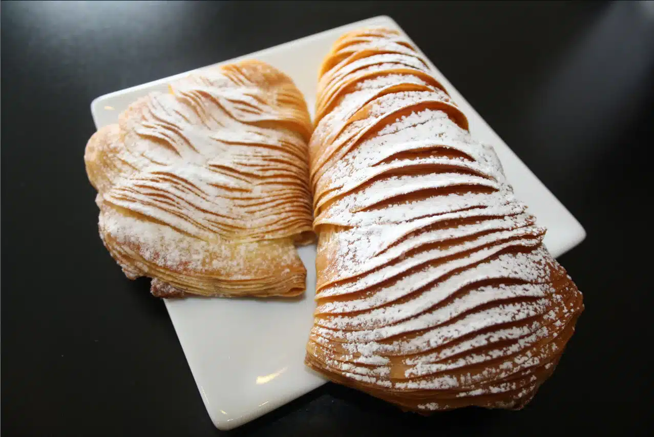 image of two pastry looking like a lobster tail figure