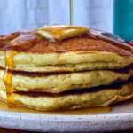 The image shows a stack of martha stewart pancake recipe