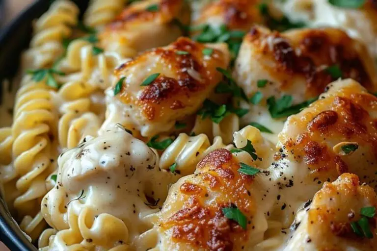 Creamy Garlic Parmesan Chicken Pasta Bake – recipestasteful
