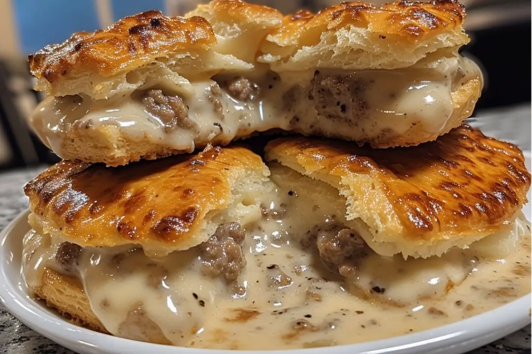 Sausage, Gravy, and Biscuit Pie