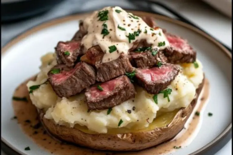 Loaded Baked Potato with Steak Bites - recipestasteful