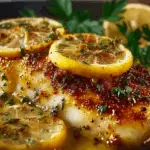 Fish fillets cooking in butter sauce
