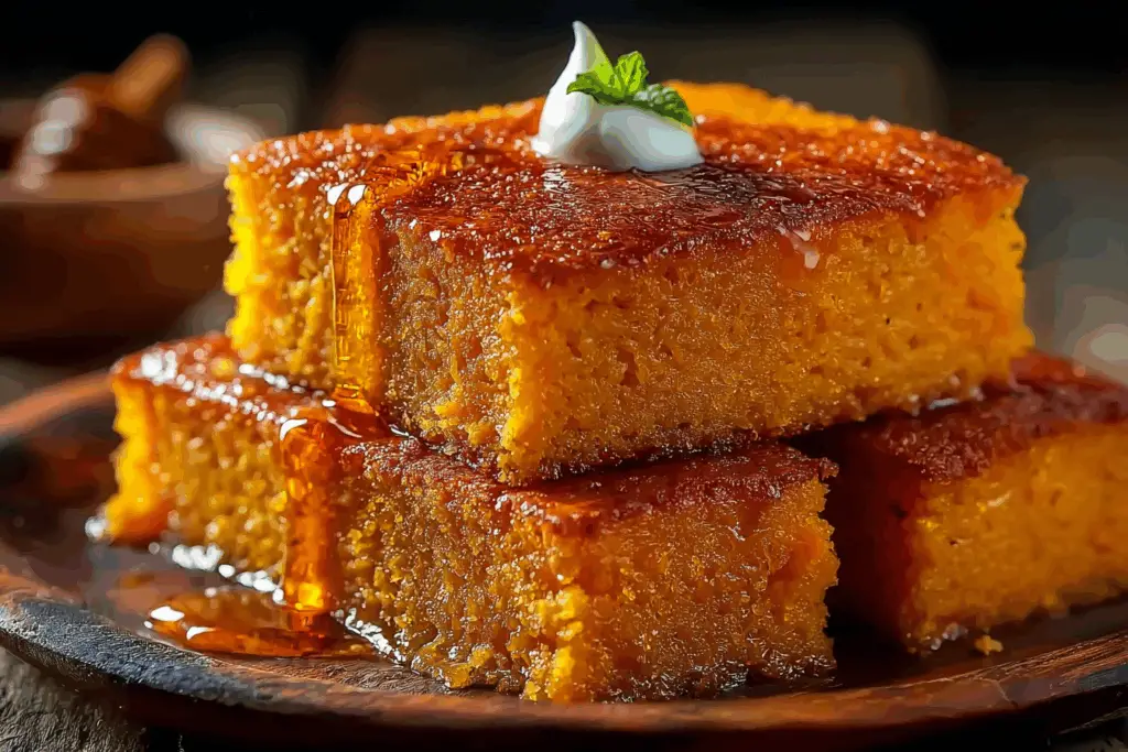 “Honey butter sweet potato cornbread golden loaf”