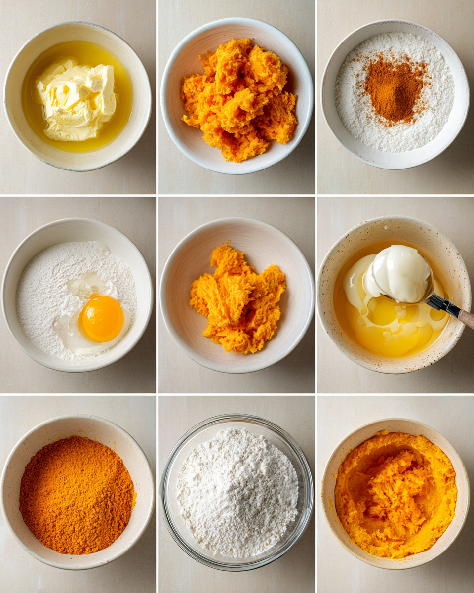 “Blending sweet potato and honey into the batter.”