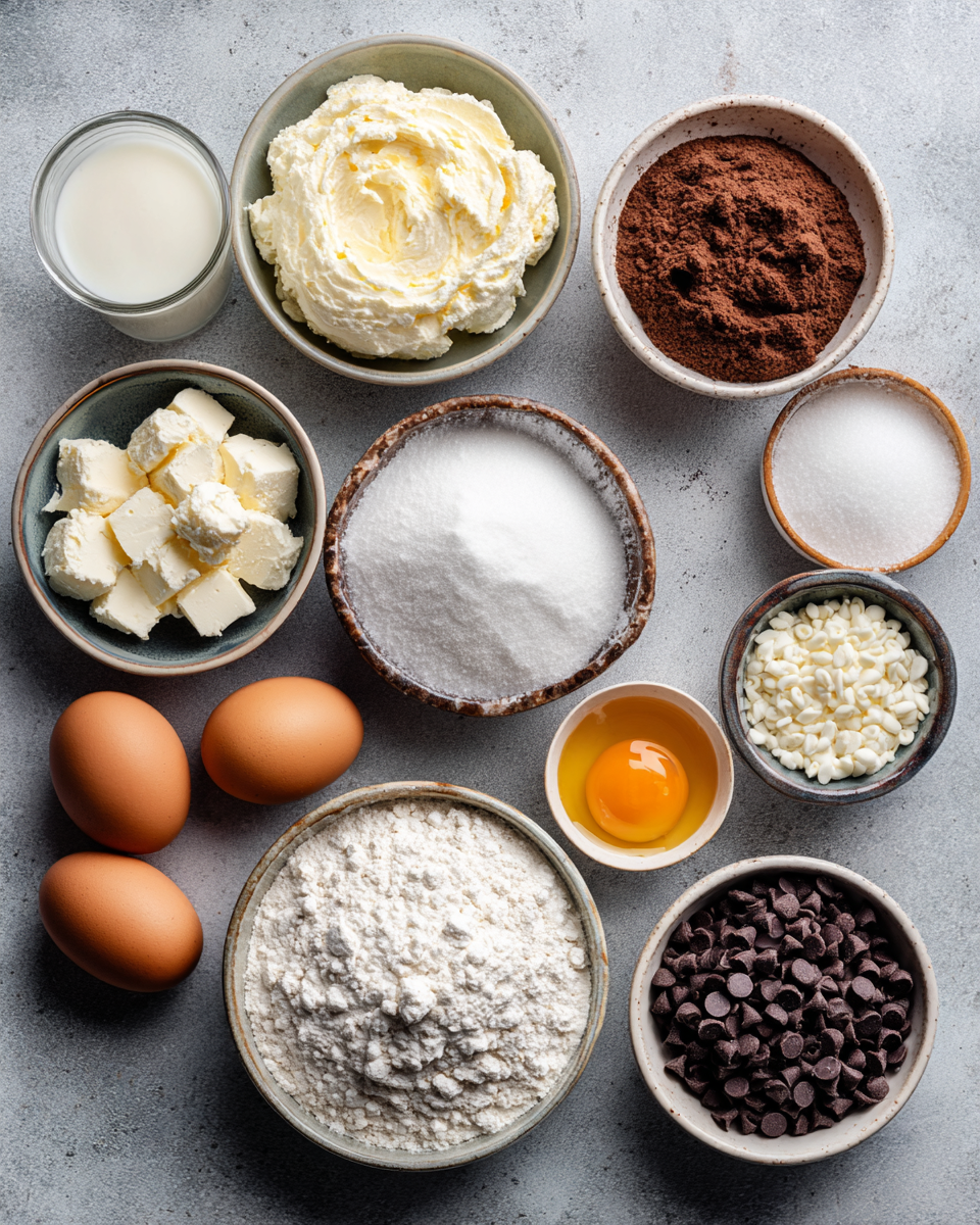 Assembling cheesecake stuffed chocolate chip cookies step by step