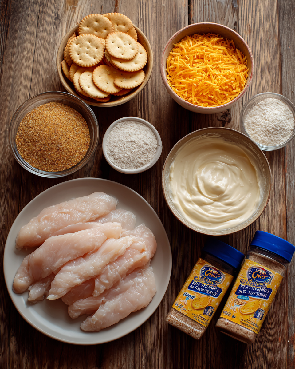 Raw chicken tenders with ingredients
