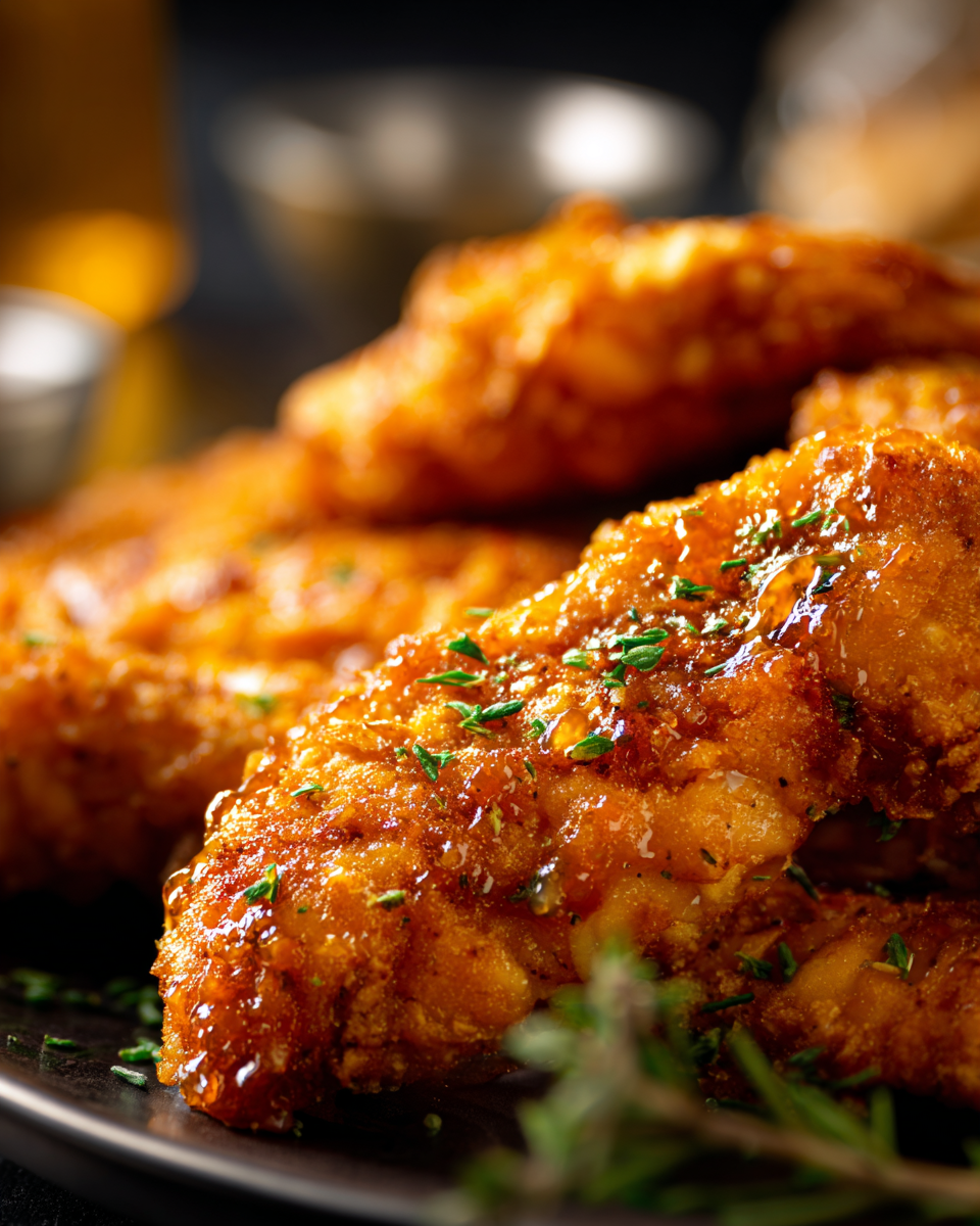 Crack chicken tenders with sauces and sides