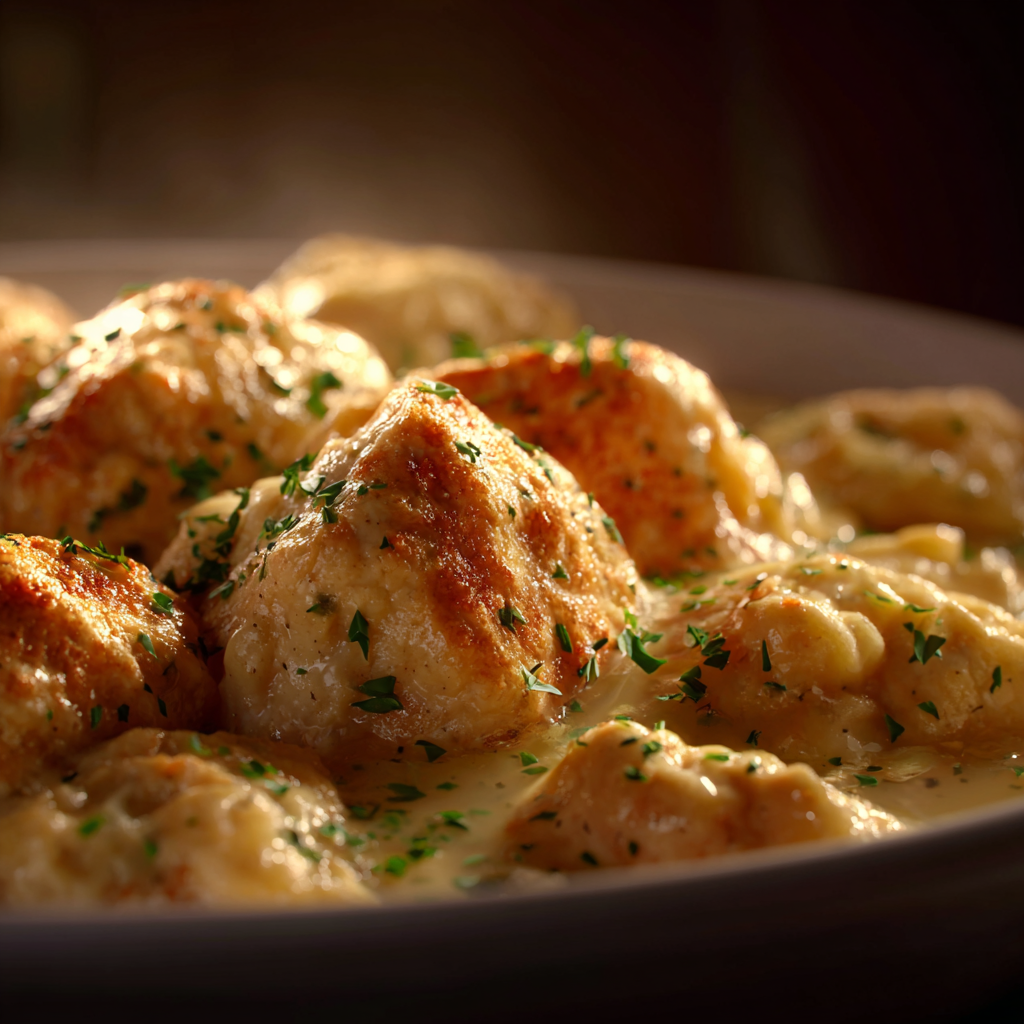 Regional styles of chicken and dumplings recipe in bowls