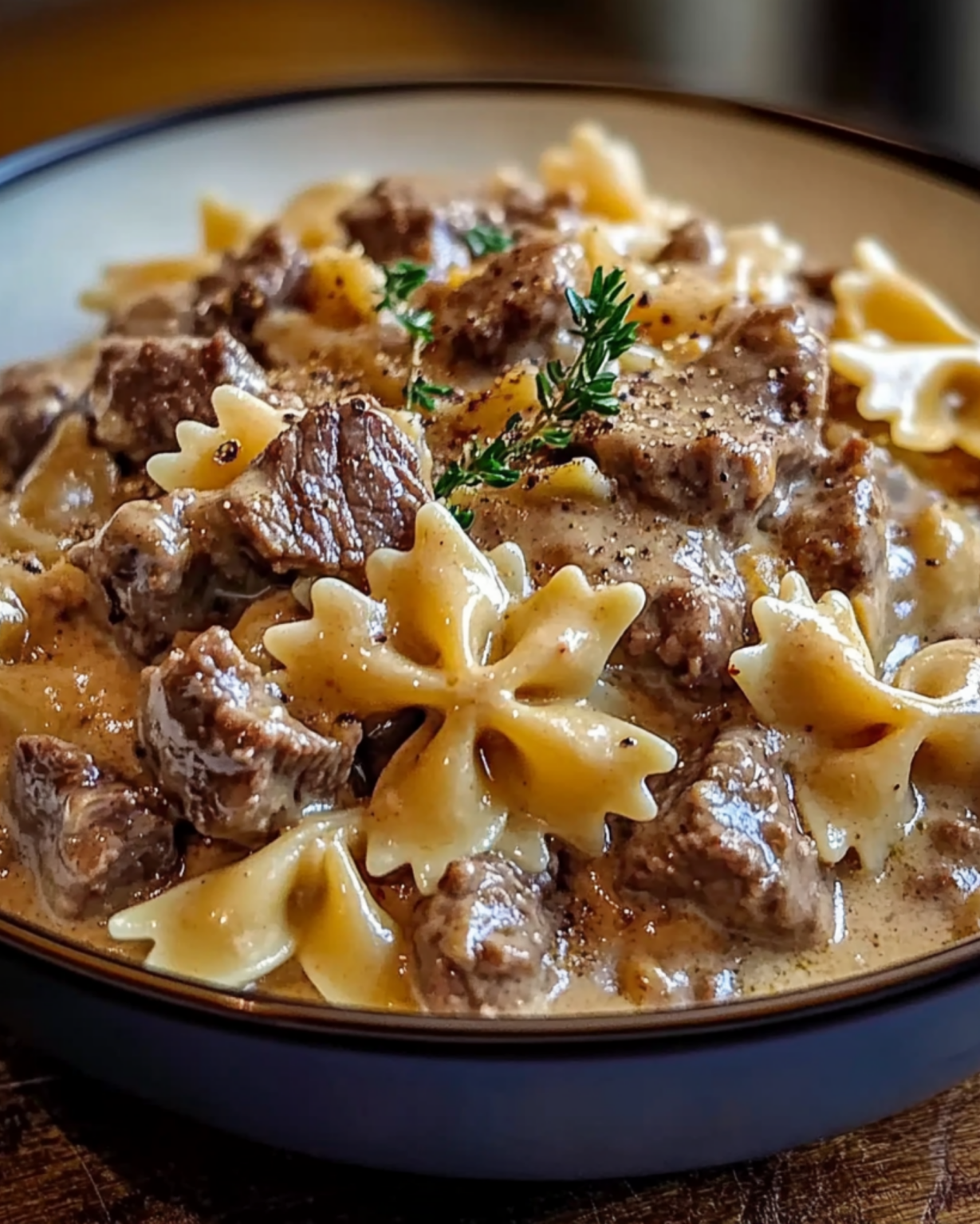 Creamy Beef and Bowtie Pasta Recipe – recipestasteful