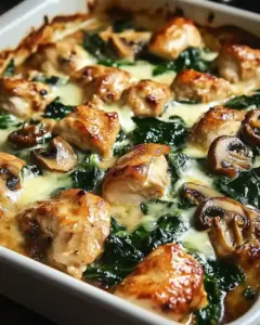 Chicken, Spinach, and Mushroom Low Carb Oven Dish - recipestasteful