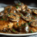 Chicken Marsala recipe with creamy mushroom wine sauce and mashed potatoes