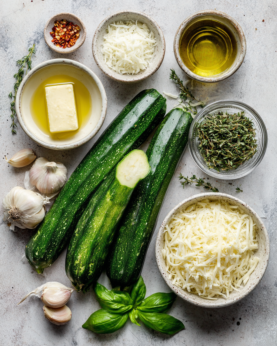 Slicing and scoring zucchini for cheesy garlic zucchini steaks