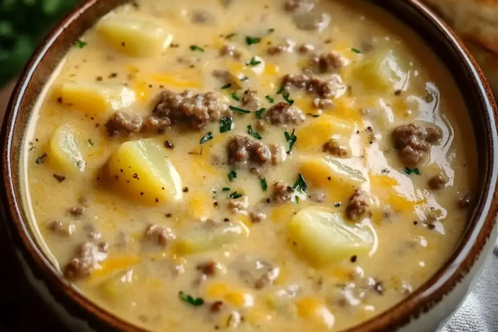 Cheesy Hamburger Potato Soup – recipestasteful