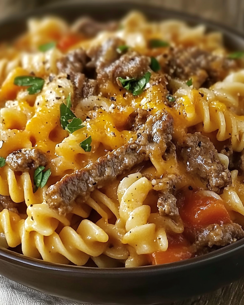 Crockpot Philly Cheesesteak Pasta Casserole – recipestasteful