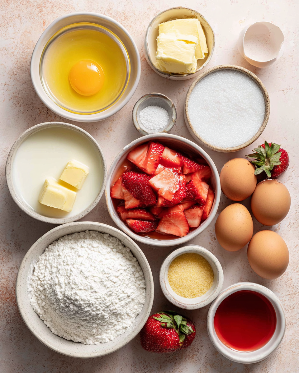 Ingredients for strawberry pineapple pound cake