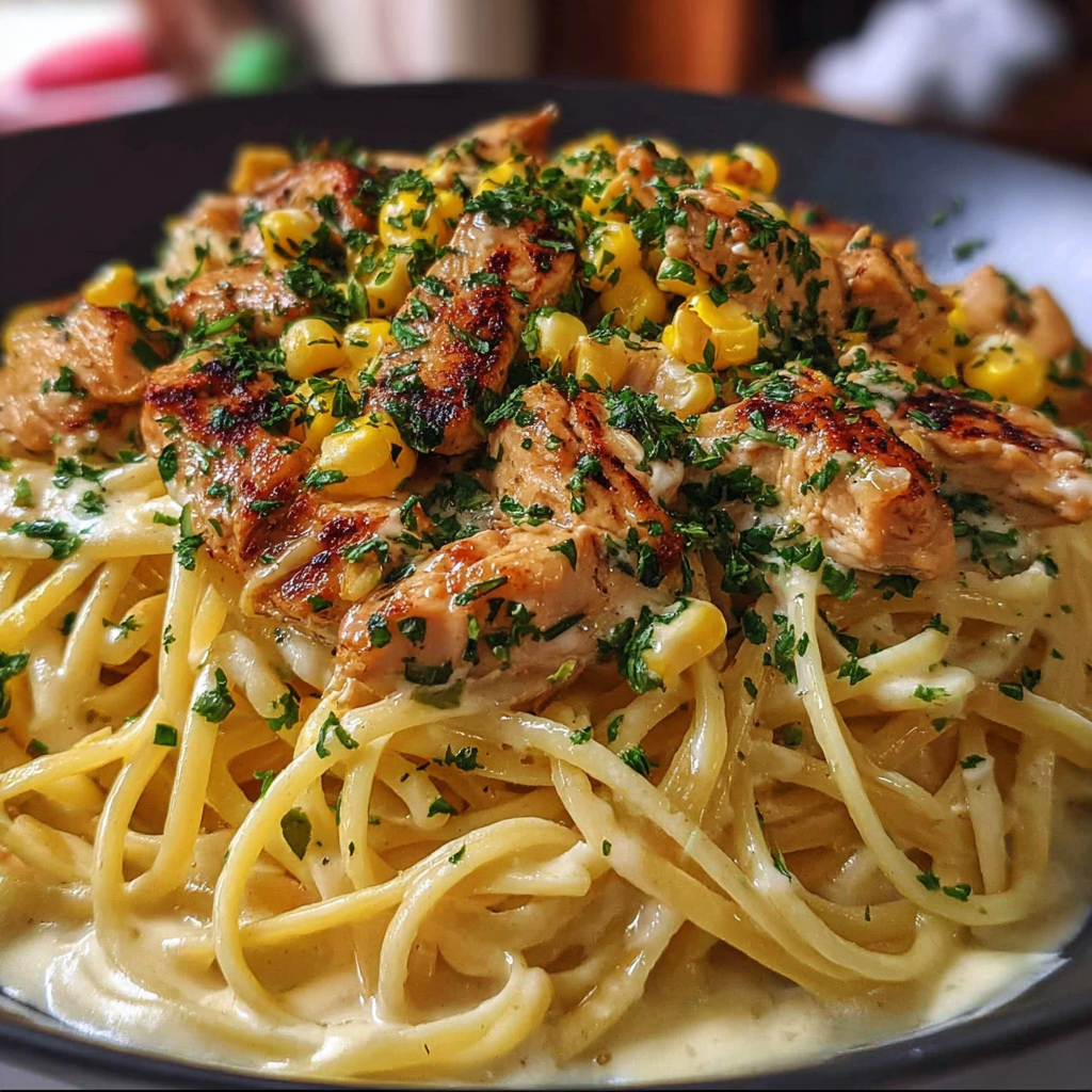 Cowboy butter chicken linguine tossed in a garlicky, buttery herb sauce with tender chicken and fresh parsley
