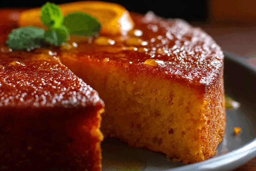 Golden sweet potato butter cake fresh from the oven