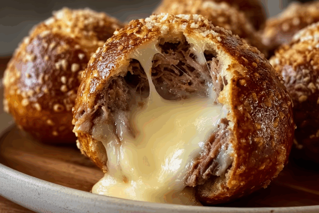 A kitchen counter displaying freshly baked pretzel bombs with steam