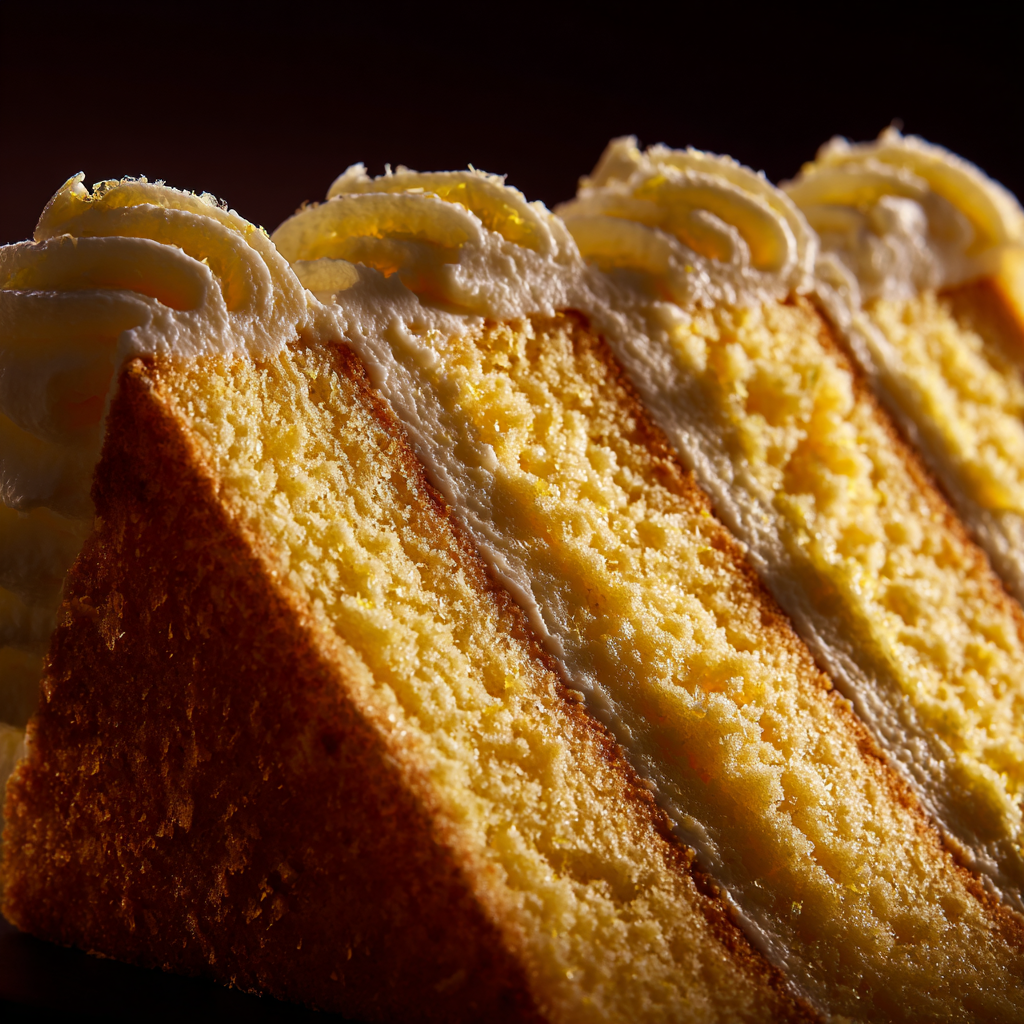 Layering mascarpone frosting on Limoncello cake