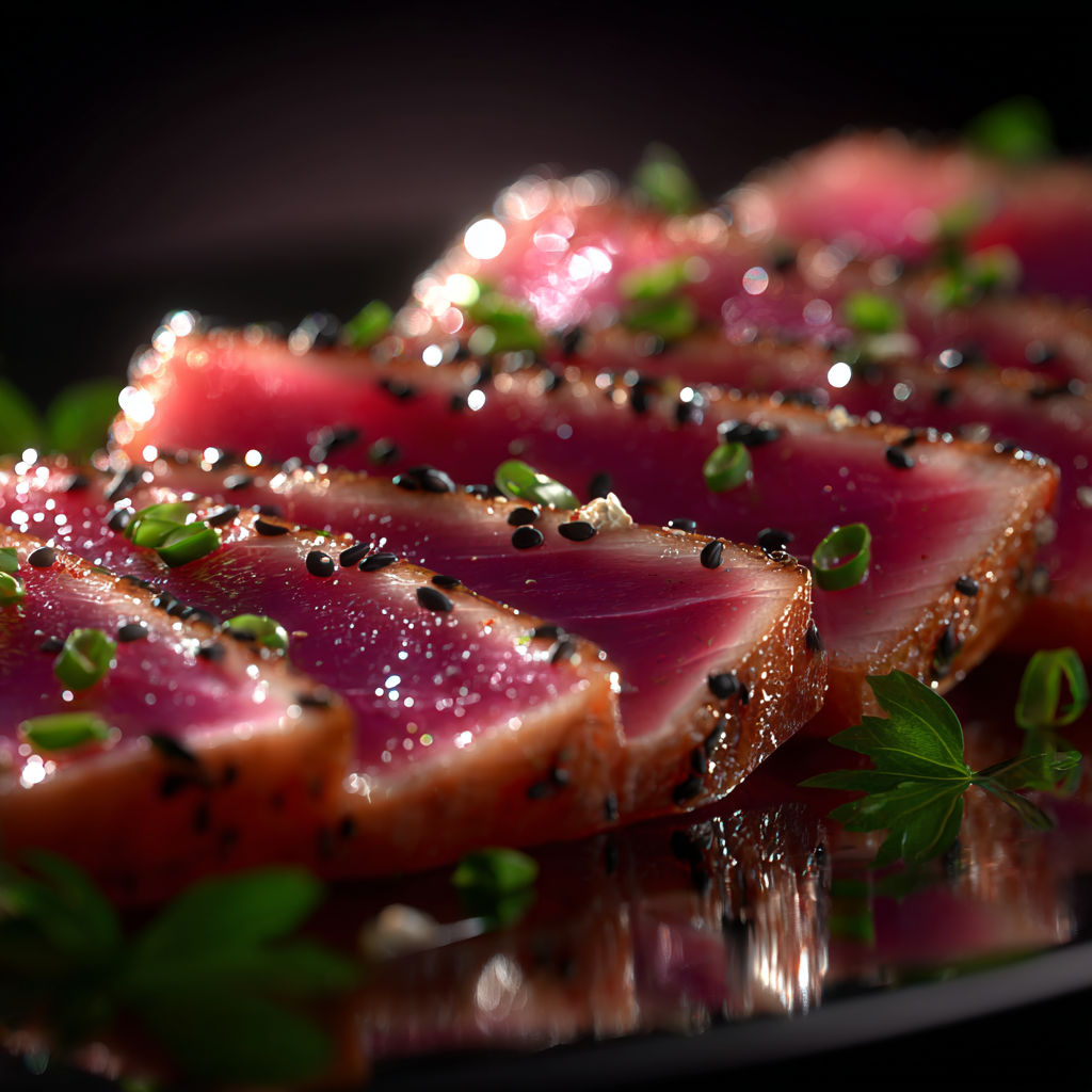 searing ahi tuna steak in a skillet step
