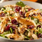Overhead photo of Asian Chicken Cranberry Salad with fresh ingredients