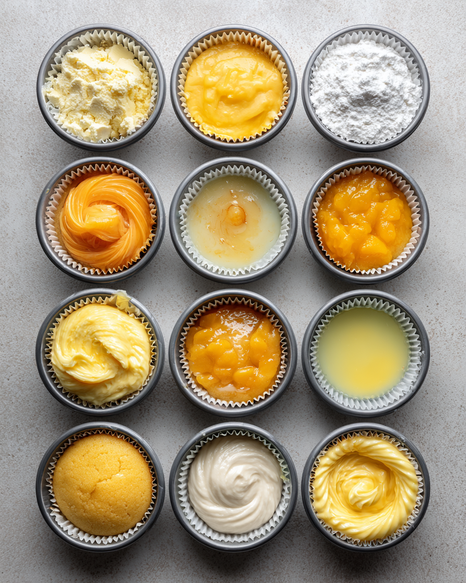 Frosting a honey peach cupcake with cream cheese and honey