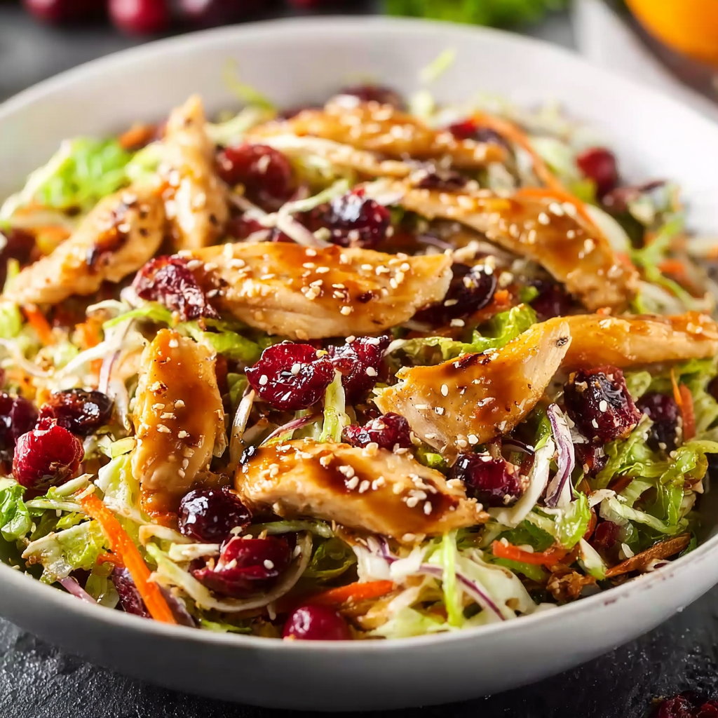 Step-by-step assembly of Asian Chicken Cranberry Salad