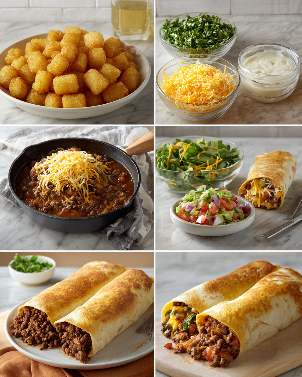 Cheesy Potato Burritos with Beef