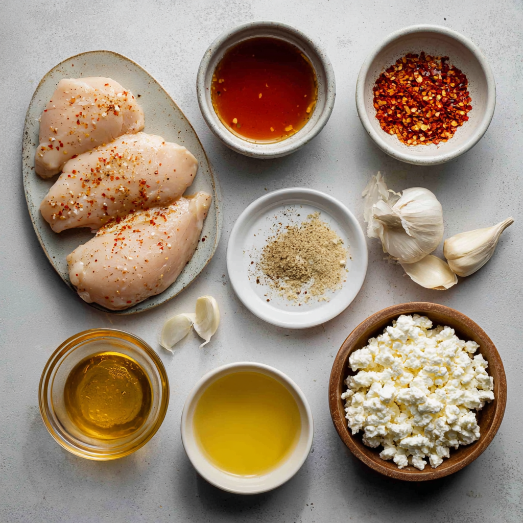 Searing chicken breasts for Hot Honey Feta Chicken