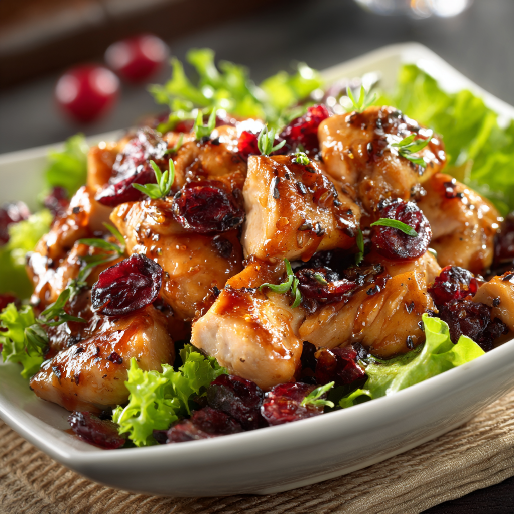 Asian Chicken Cranberry Salad served outdoors in glass bowls