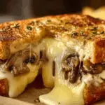 Swiss Mushroom Melt Delight sandwich cut open