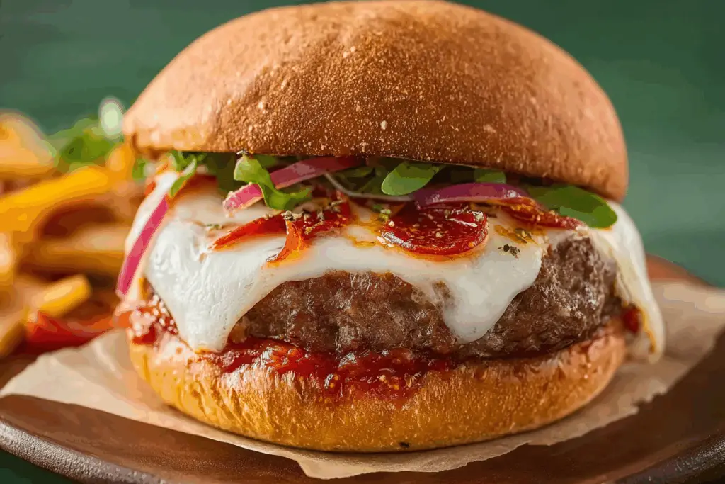 best pepperoni pizza burgers recipe with mozzarella and pepperoni