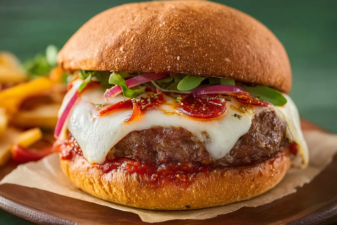 best pepperoni pizza burgers recipe with mozzarella and pepperoni