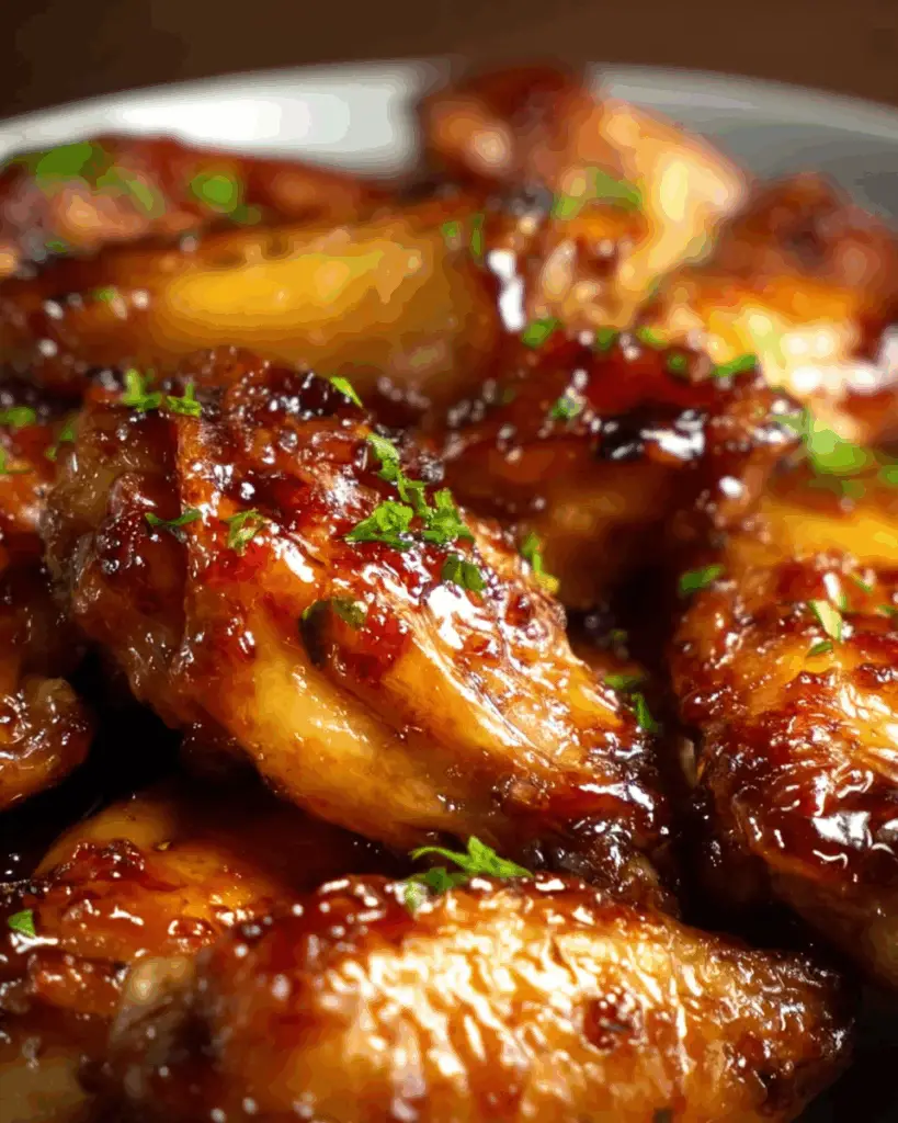 Brown sugar pineapple chicken wings fresh out of the oven