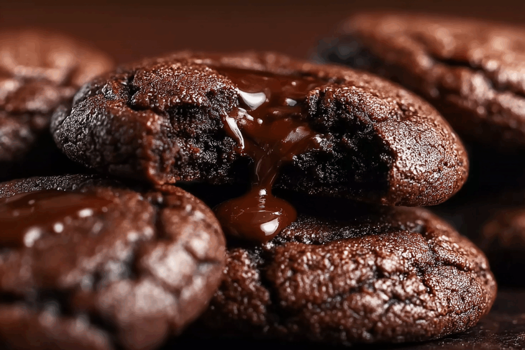 Chocolate Lava Brownie Cookies with gooey centers