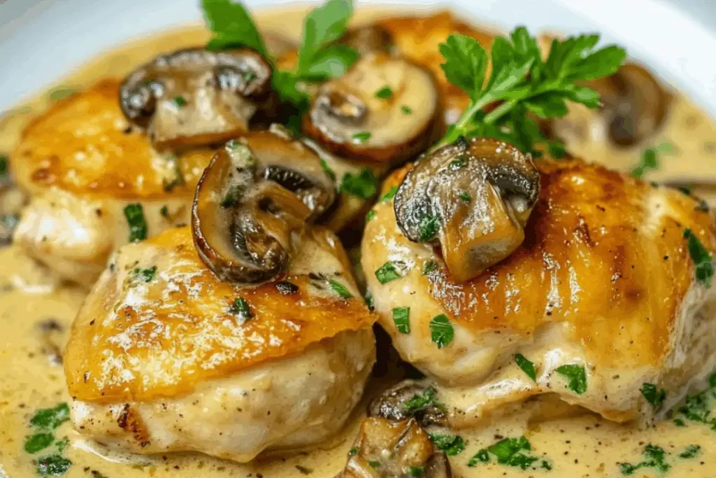 Creamy Garlic Mushroom Chicken Thighs