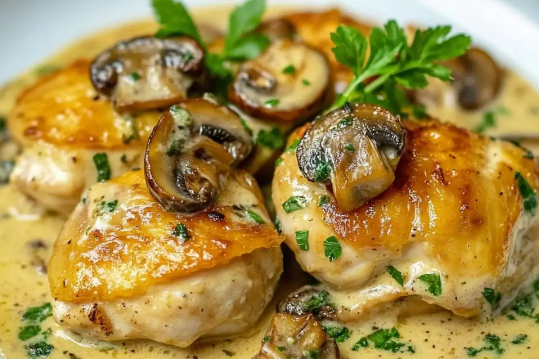 Creamy Garlic Mushroom Chicken Thighs