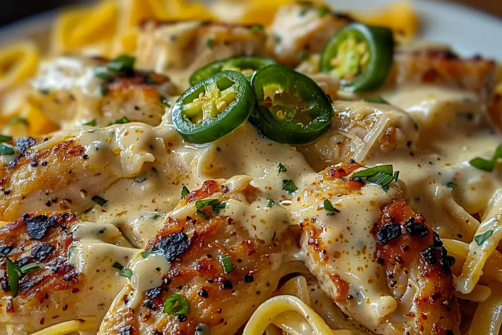 CREAMY JALAPEÑO POPPER CHICKEN SPAGHETTI
