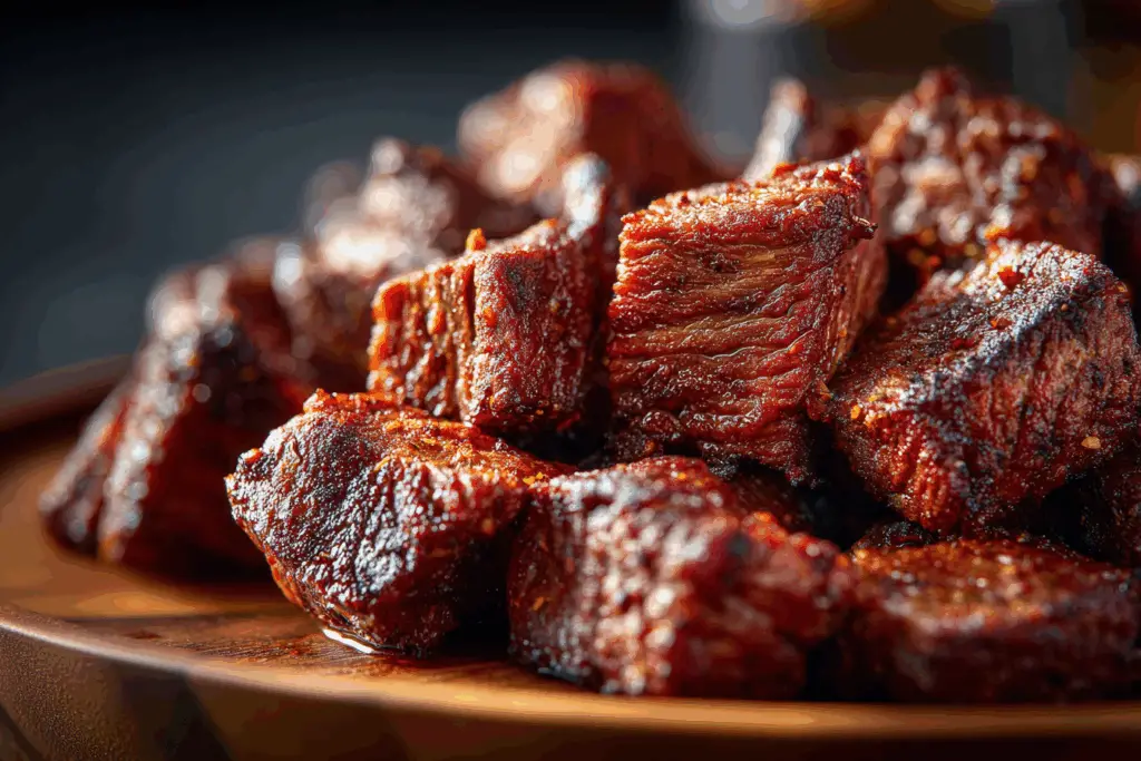 Slow cooked sirloin steak bites in crockpot