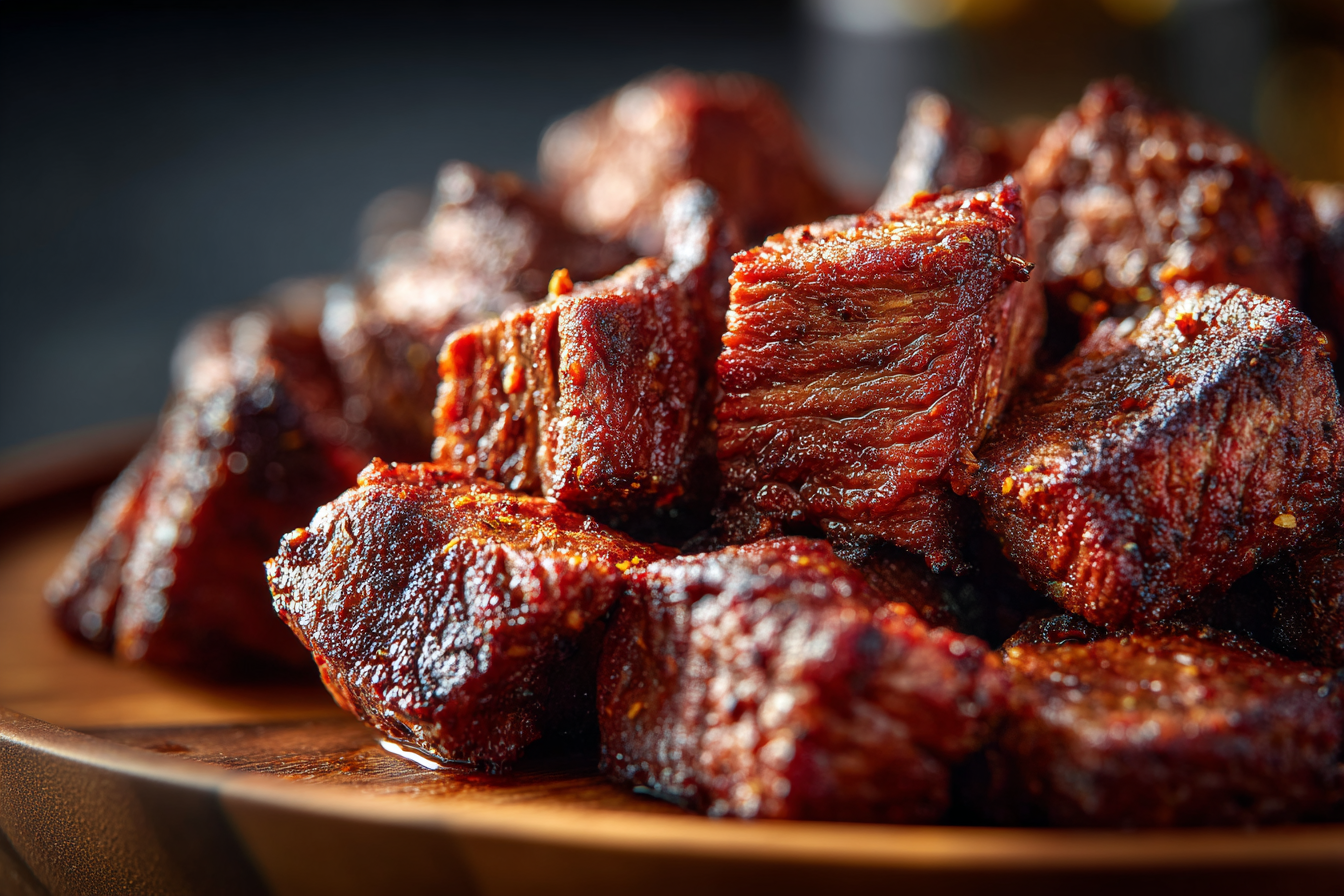 Slow cooked sirloin steak bites in crockpot