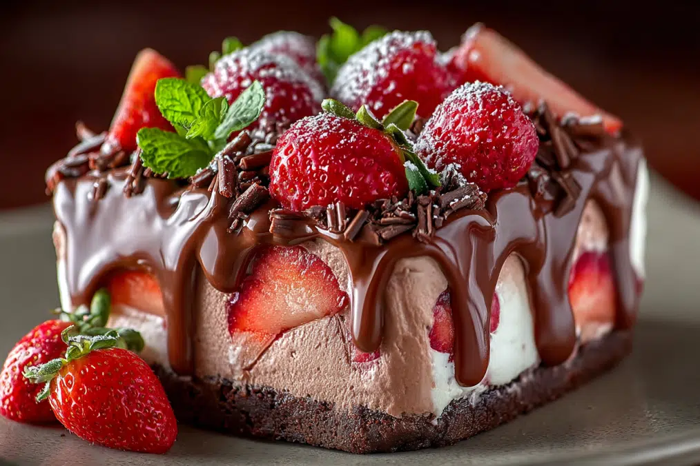 Decadent Strawberry Chocolate Fantasy Ice Cream Cake