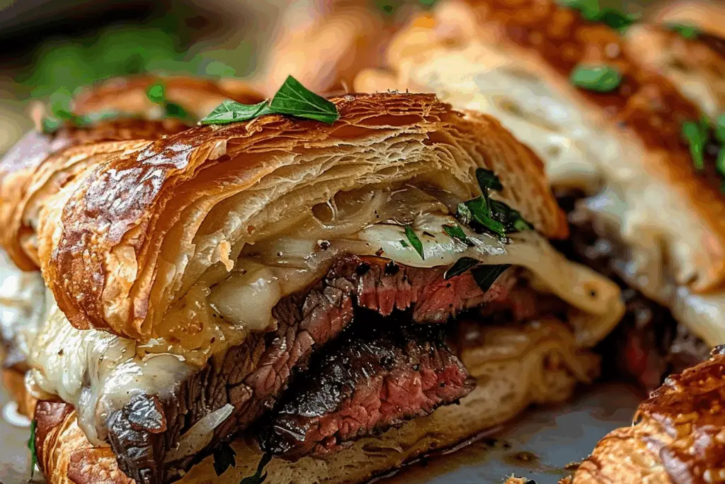Garlic Butter Steak and Brie Croissant Melt