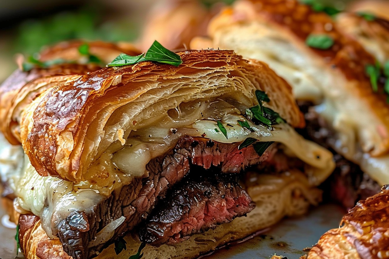 Garlic Butter Steak and Brie Croissant Melt