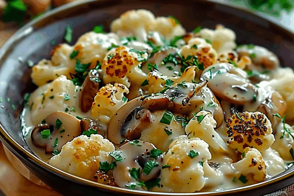 Garlic Mushrooms Cauliflower Skillet
