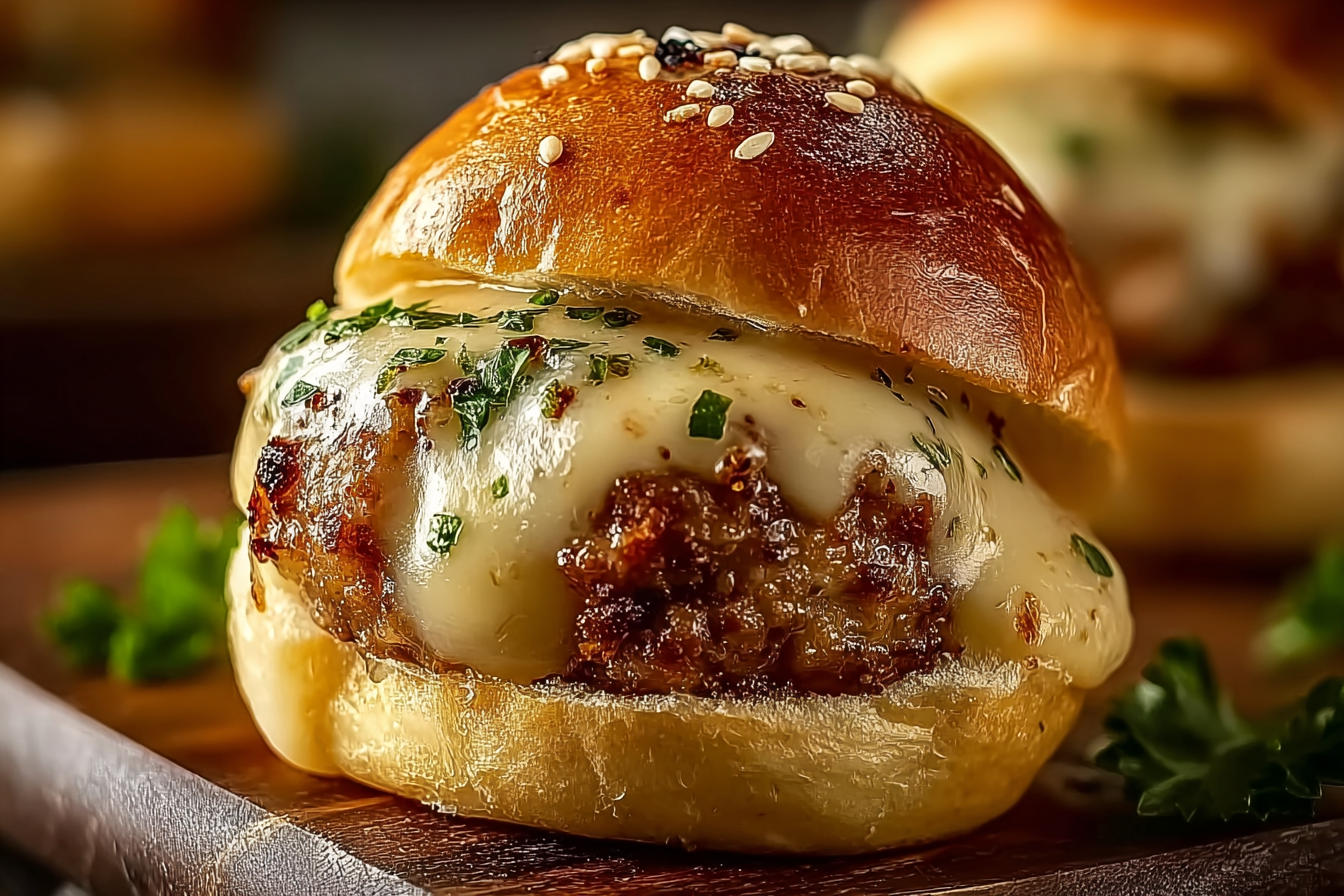 Garlic Parmesan Cheeseburger Bombs on baking tray
