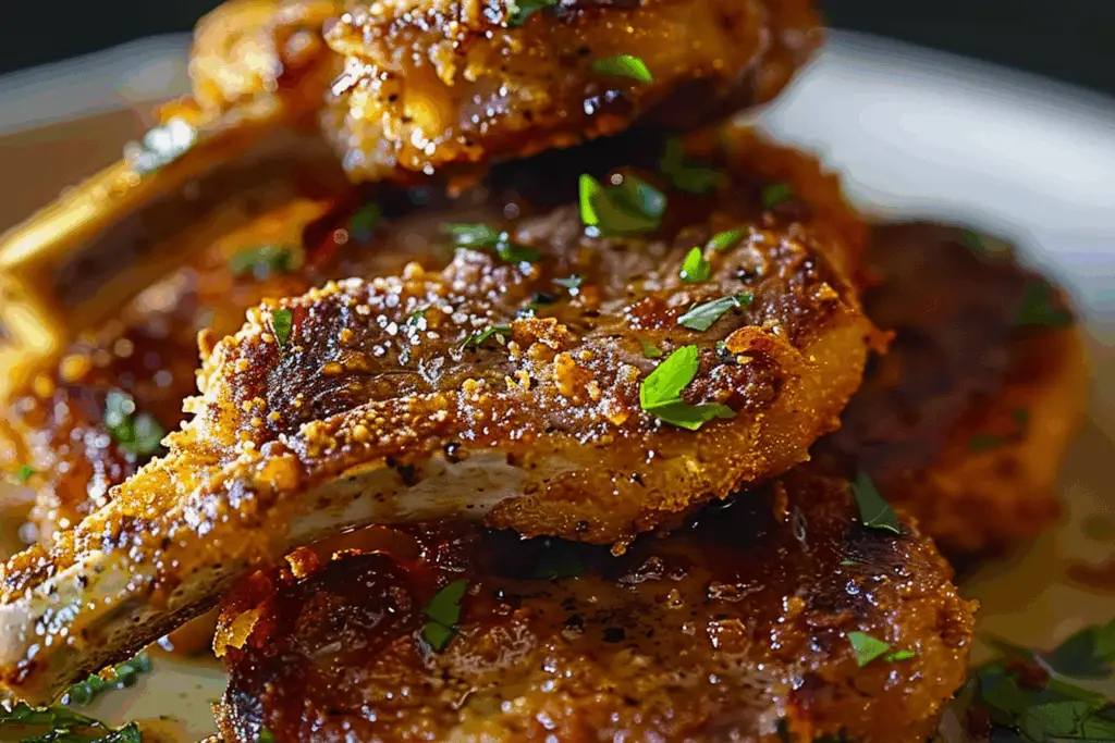 Garlic Parmesan Fried Lamb Chops