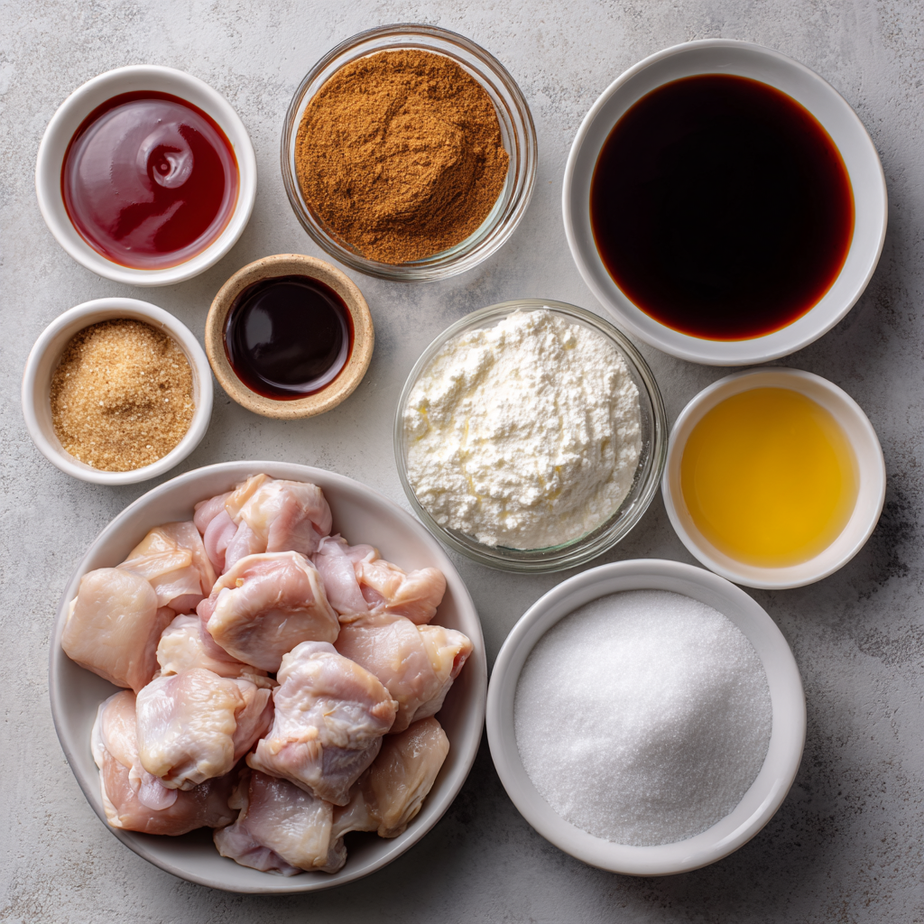 Hawaiian Huli Huli Chicken marinade ingredients on countertop