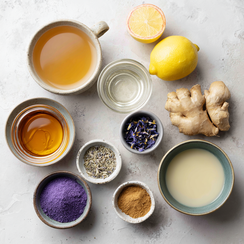 Brazilian Mounjaro fresh recipe ingredients flat lay