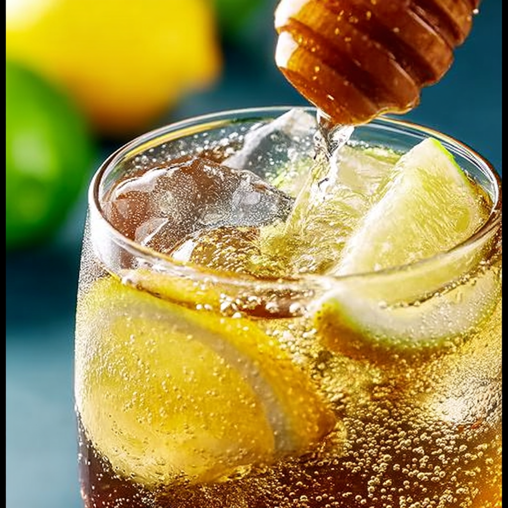 prepping natural mounjaro drink with ACV, lemon, honey, and ginger